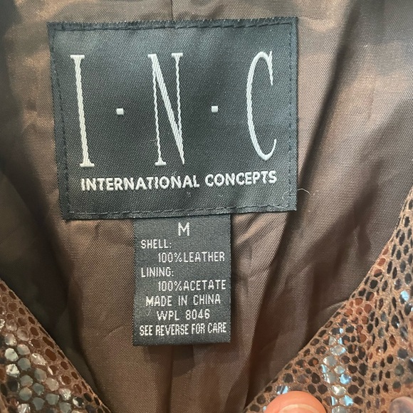 Brown Snake Print Leather 3/4 Coat size medium - Picture 9 of 11